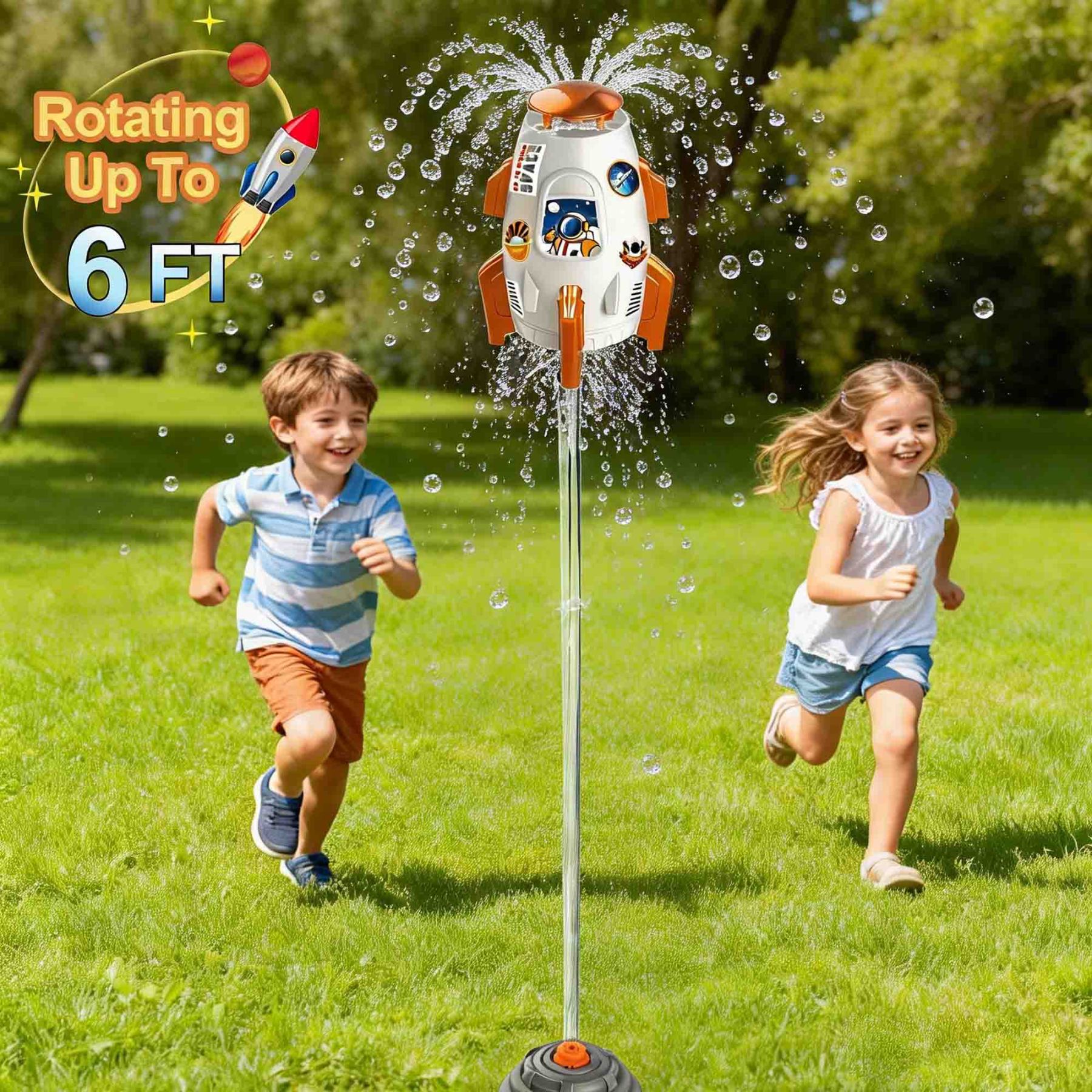 Richgv Water Sprinkler for Kids, Rocket Launcher Outdoor Spray Water Toys, Summer Garden Lawn Toys Gift for Boys Girls Age 3-12 Year Old