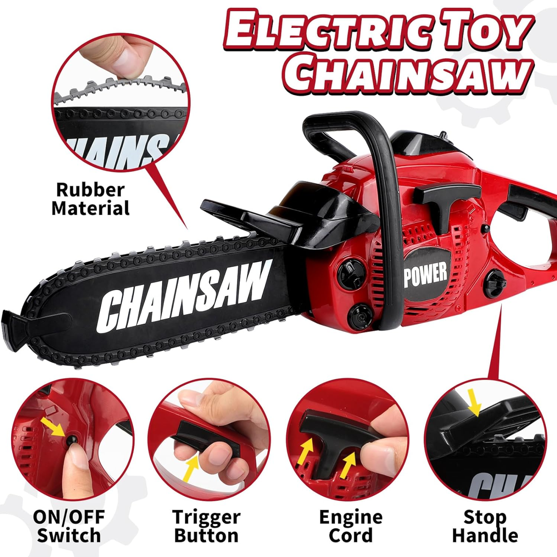 Richgv Toy Chainsaw for Kids, Pretend Play Tool Toy for Kids 3 4 5 6 Year, Home Tool Kit with Realistic Sound Outdoor Gardening Toys Chainsaw Toy for Boys Girls