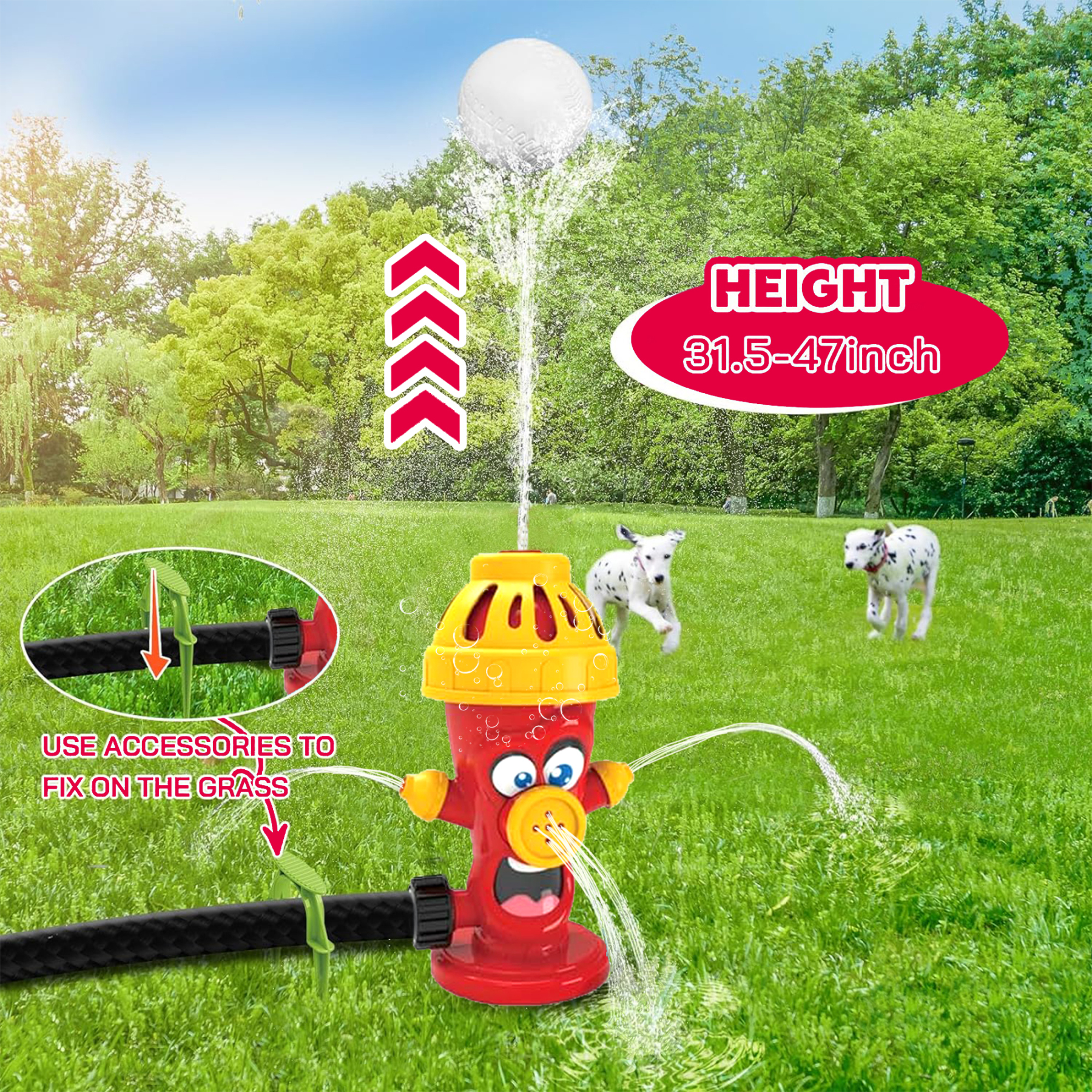 Richgv Water Spray Sprinkler Toys with Baseball Play Set, Outdoor Summer Kids Toys Attaches to Garden Hose Backyard Splashing Toys for Boys Girls