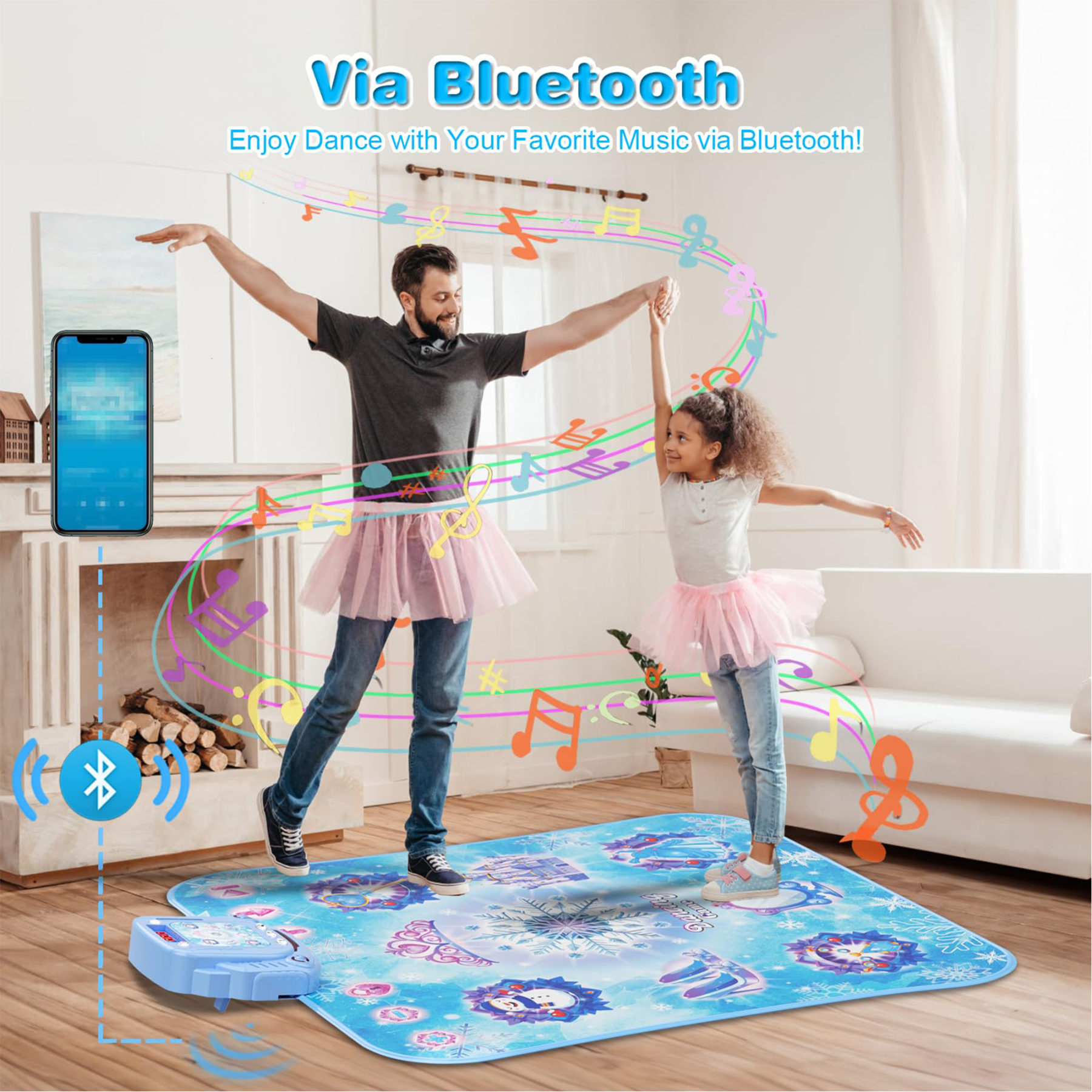 Richgv Kids Dance Mat, Girl Toy Light up Dance Pad with Bluetooth, Music Dance Game Toy Gift for 3-12 Year Old Girls