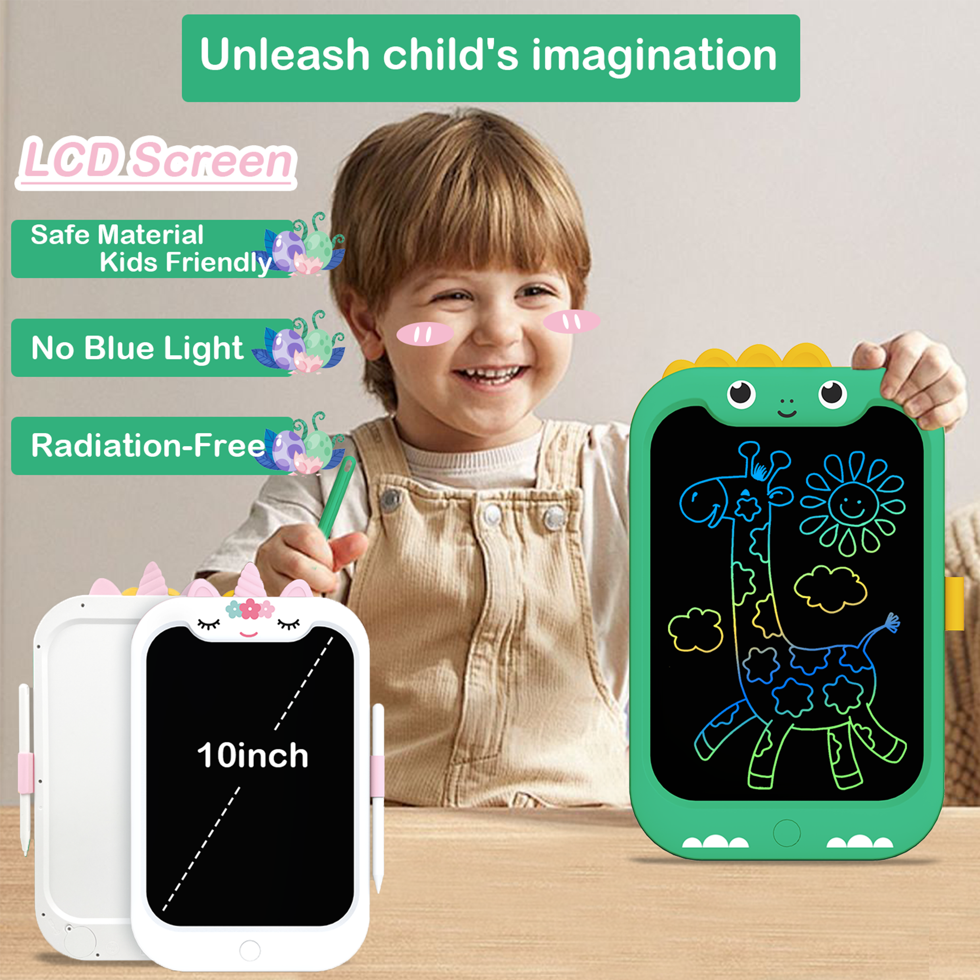 Richgv 2 Packs LCD Writing Tablet for Kids, 10 inch Electronic Graphics Tablet Drawing Tablet Doodle Pad Learning Board Educational Learning Toys Gifts for Kids Adults