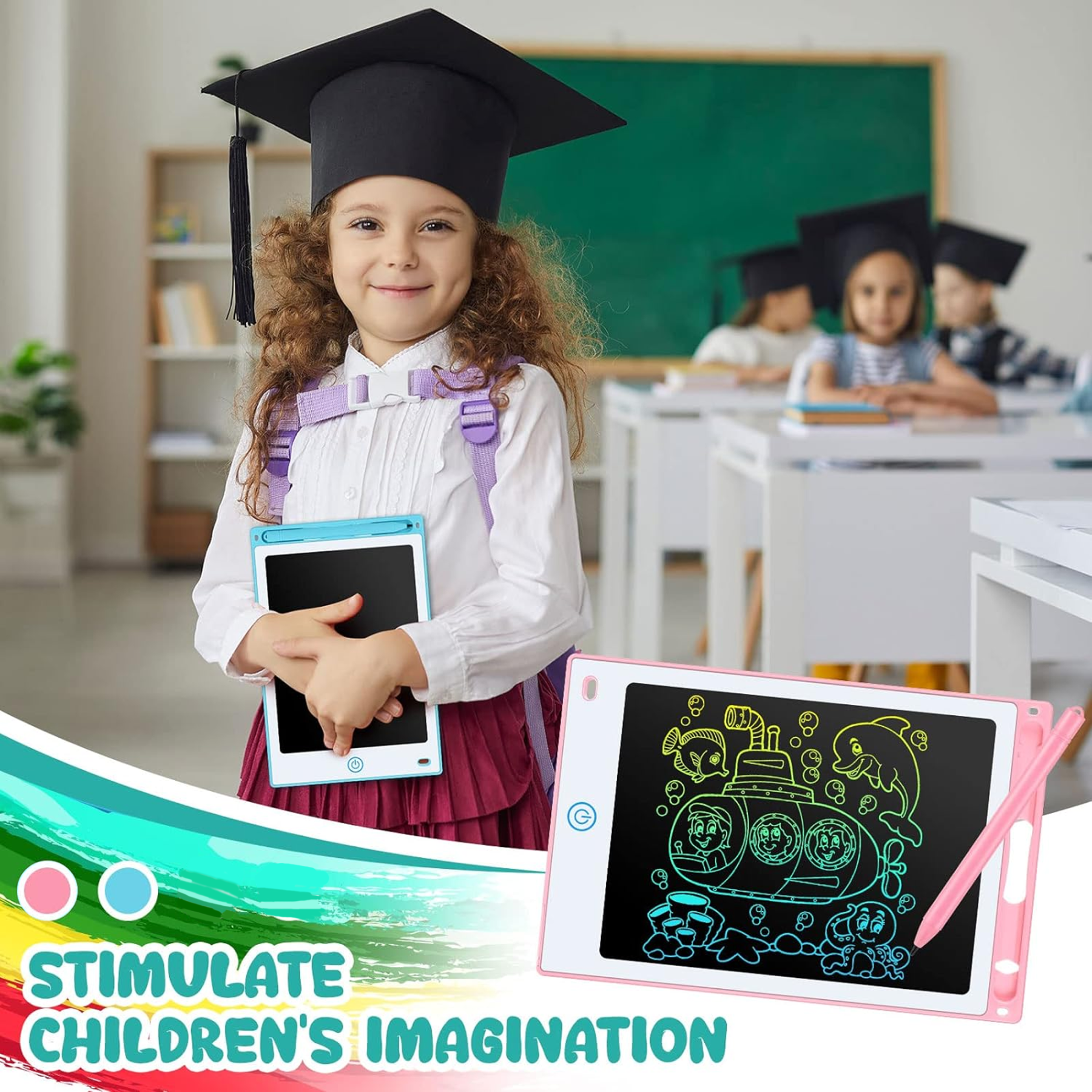 Richgv 2 Pack LCD Writing Tablet for Kids, 8.5 inch Drawing Tablet Doodle Pad Preschool Learning Toys for Toddlers, Drawing Pad Gifts for Boys Girls