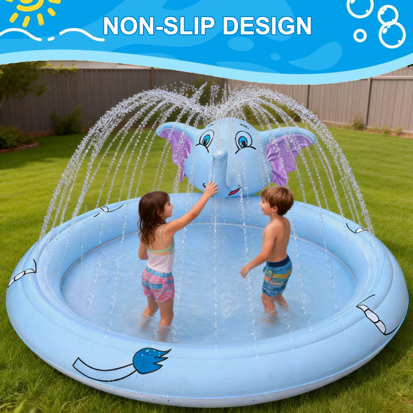 Richgv Splash Pad Sprinkler Play Mat for Kids, 65'' Inflatable Sprinkle Mat Outdoor Water Toys Pool Summer Toys for Toddlers Backyard Water Mat