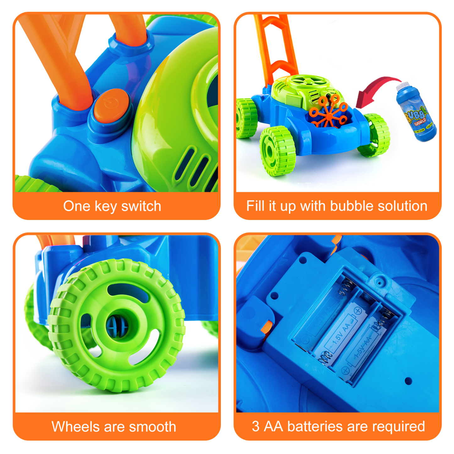 Richgv Bubble Lawn Mower Toddlers Toys, Bubble Blowing Machine Push Toys for 1 Year Old Boys Girls, Outdoor Gardening Toy Easter Gifts for Kids