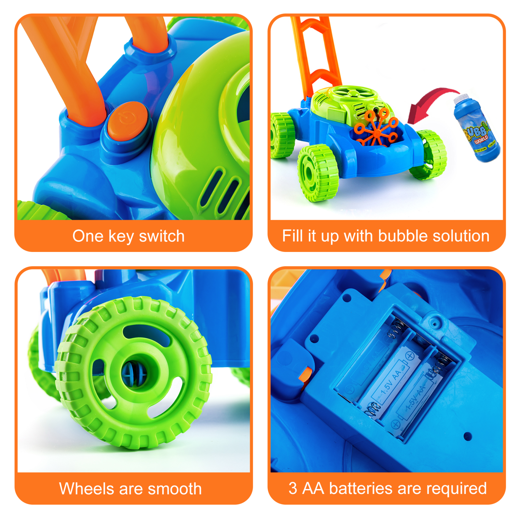 Richgv Bubble Lawn Mower Toddlers Toys, Bubble Blowing Machine Push Toys for 1 Year Old Boys Girls, Outdoor Gardening Toy Easter Gifts for Kids
