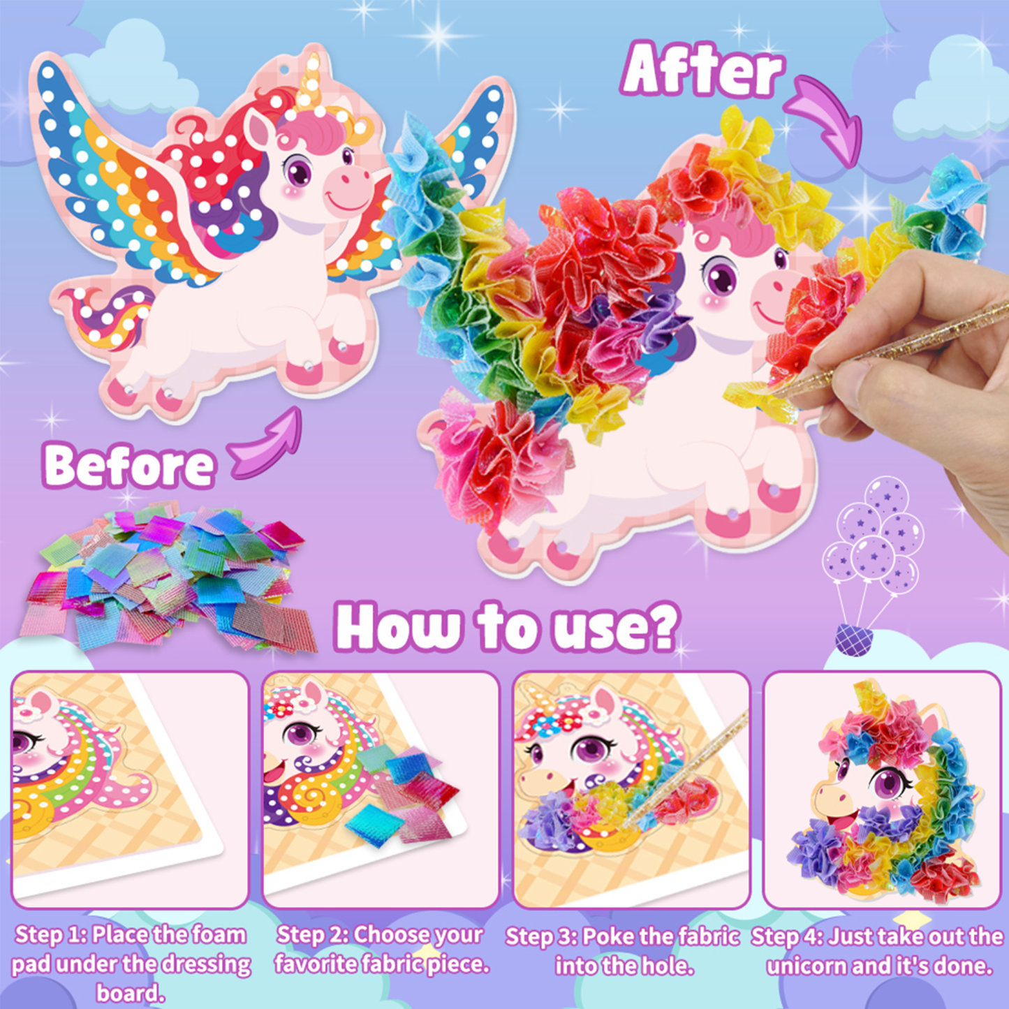 Richgv Poke in Art with Wind Chime, Art and Craft Kit Toys for Girls 3-6 Year, DIY Party Decoration Kids Toys Birthday Easter Gift for Girls Boys
