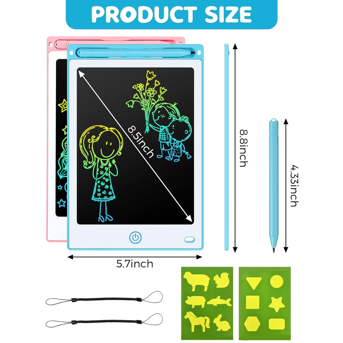 Richgv 2 Pack LCD Writing Tablet, 8.5 inch Drawing Tablet Electronic Graphics Tablet Drawing Pad Doodle Board Toys Gifts for Kids and Adults