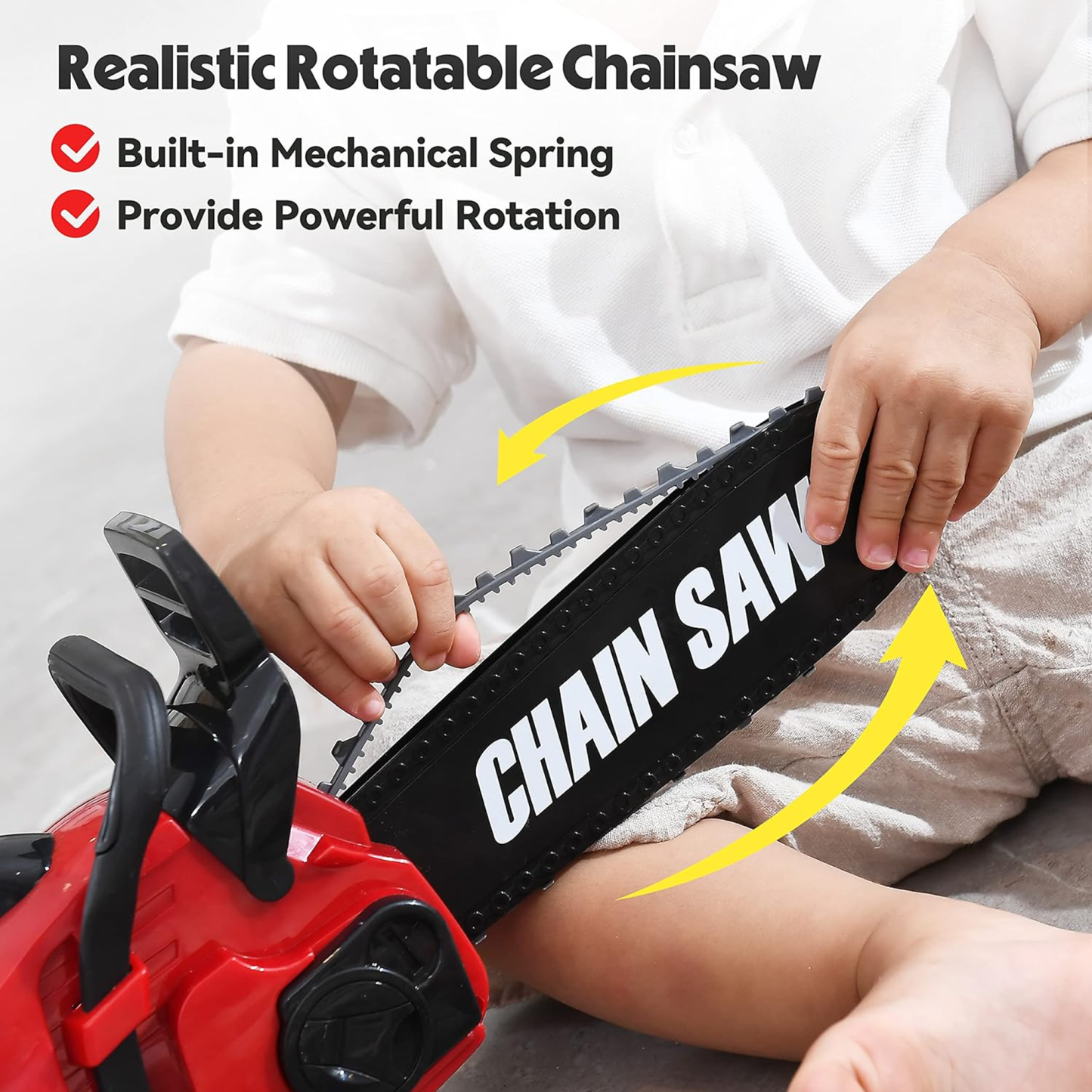 Richgv Toy Chainsaw for Kids, Pretend Play Tool Toy for Kids 3 4 5 6 Year, Home Tool Kit with Realistic Sound Outdoor Gardening Toys Chainsaw Toy for Boys Girls