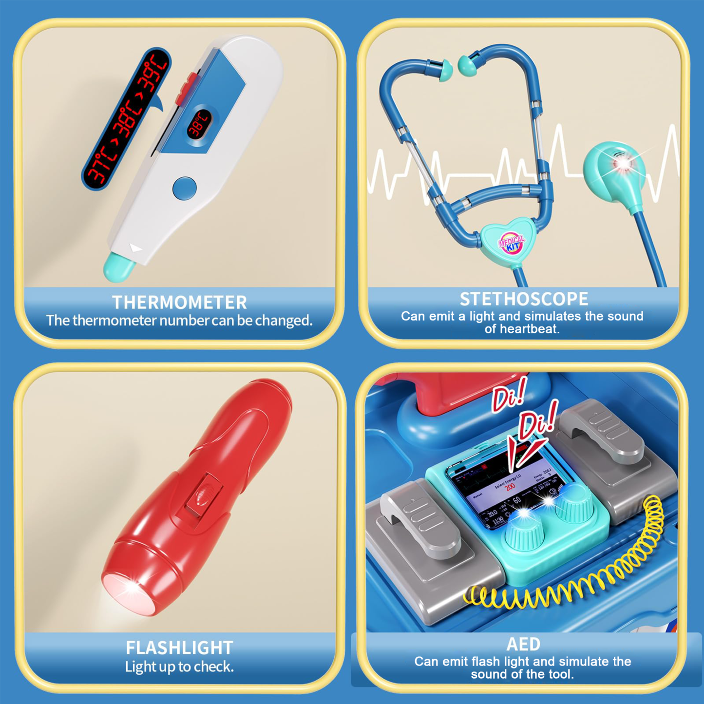 Richgv Doctor Kit for Kids, Pretend Play Doctor Set Medical Toy with Cart, Costume, Stethoscope, Role Play Doctor Kit for Boys Girls 3 4 5 Year