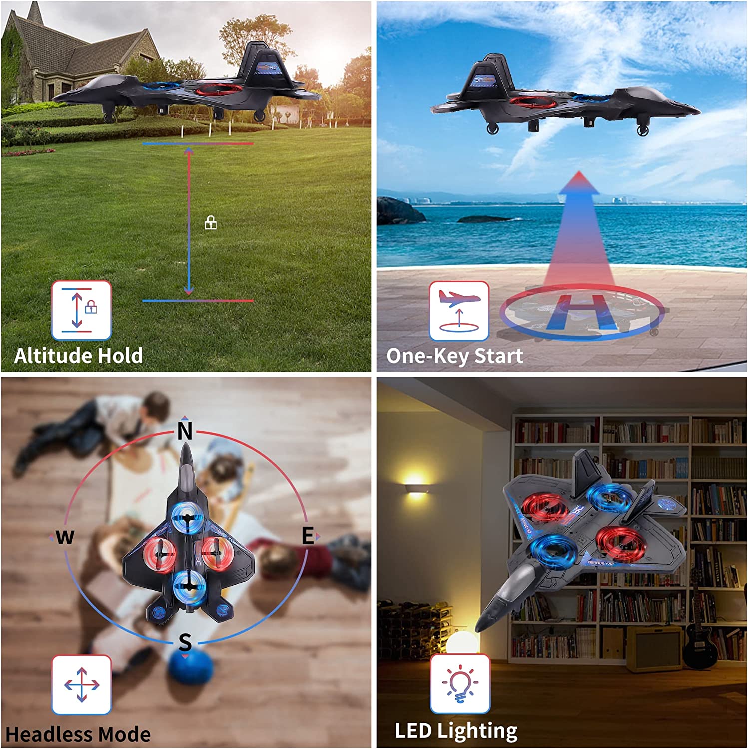 Richgv Remote Control Plane for Kids, RC Airplane Helicopter Toys for Boys, RC Jet Plane Drone for Kids Stunt RC Plane for Adults