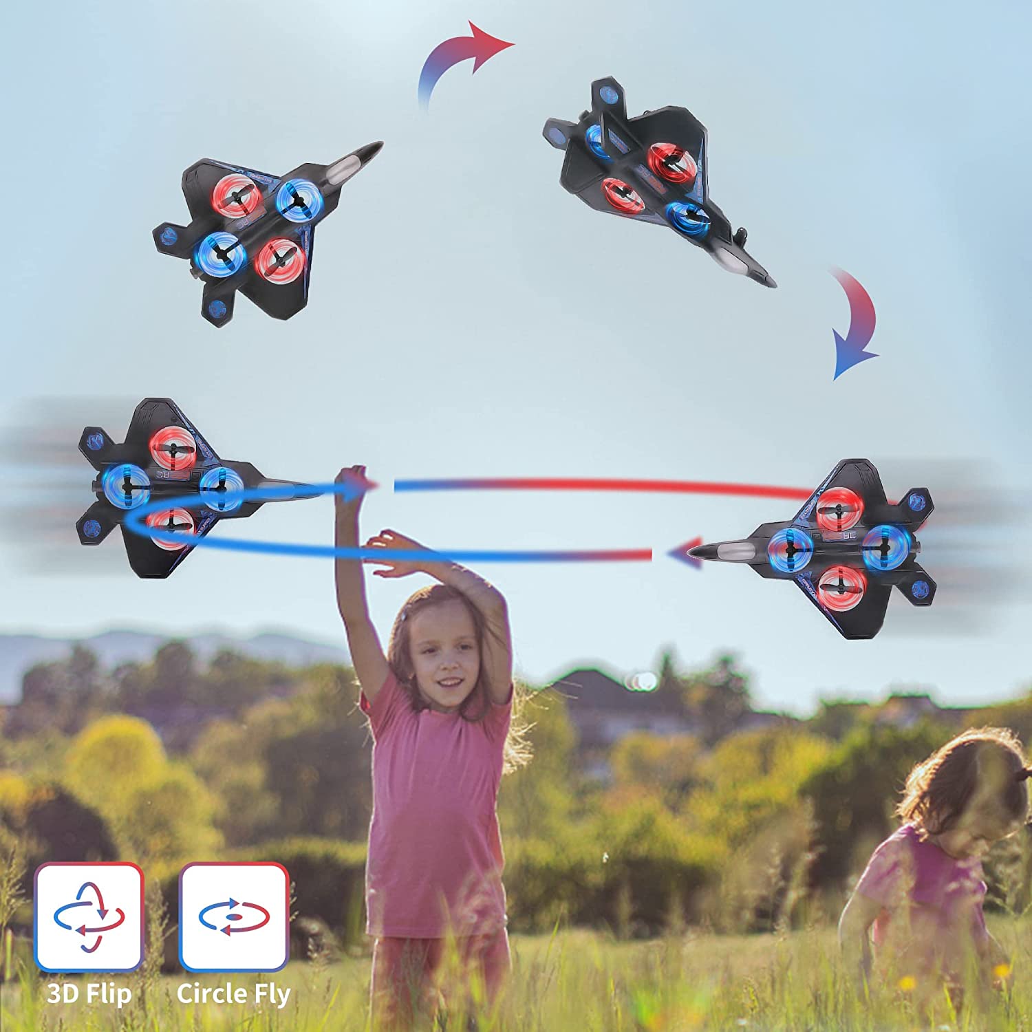 Richgv Remote Control Plane for Kids, RC Airplane Helicopter Toys for Boys, RC Jet Plane Drone for Kids Stunt RC Plane for Adults