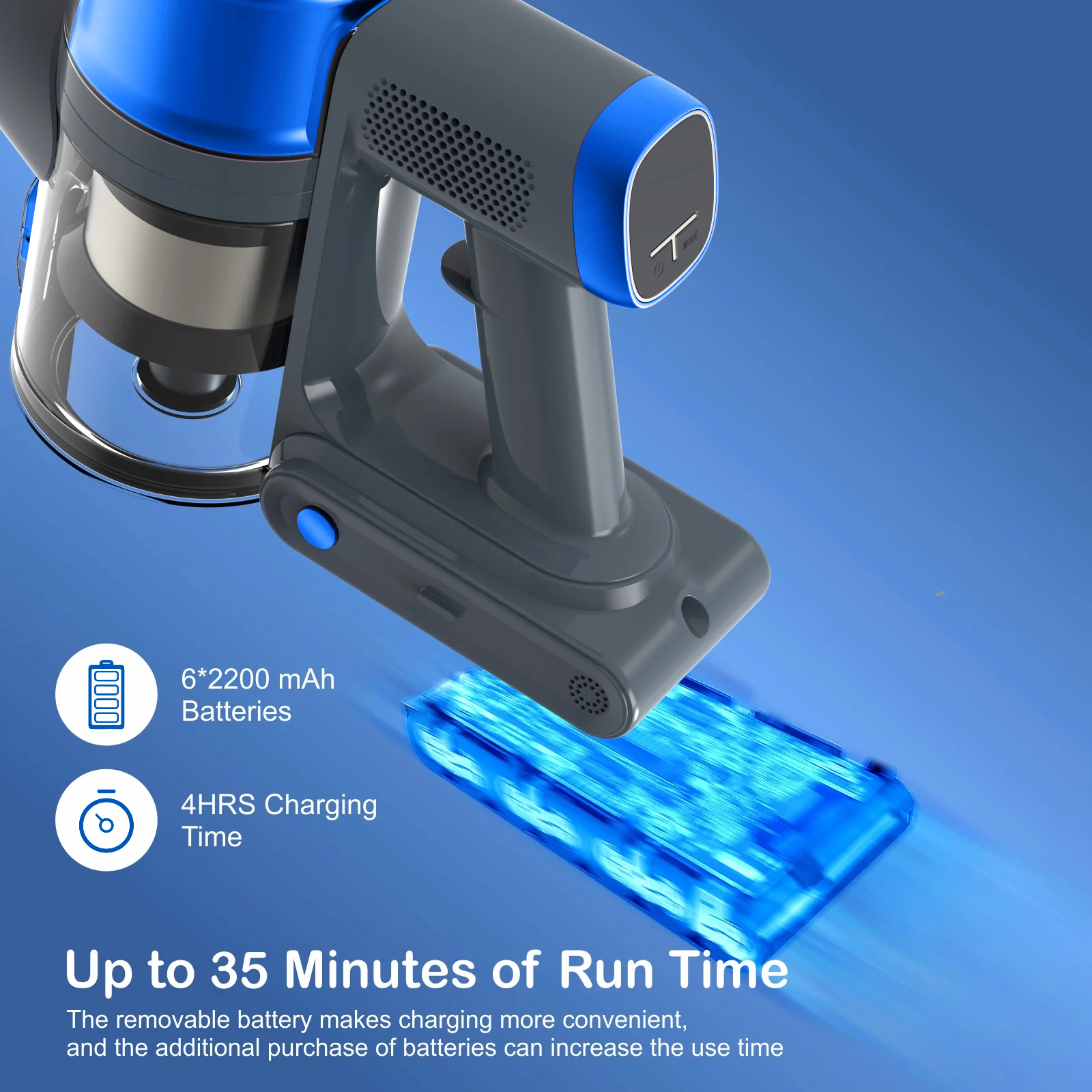 [Copy]Mixfun  Cordless Stick Vacuum Cleaner Lightweight for Pet Hair Led Display Screen M600 New