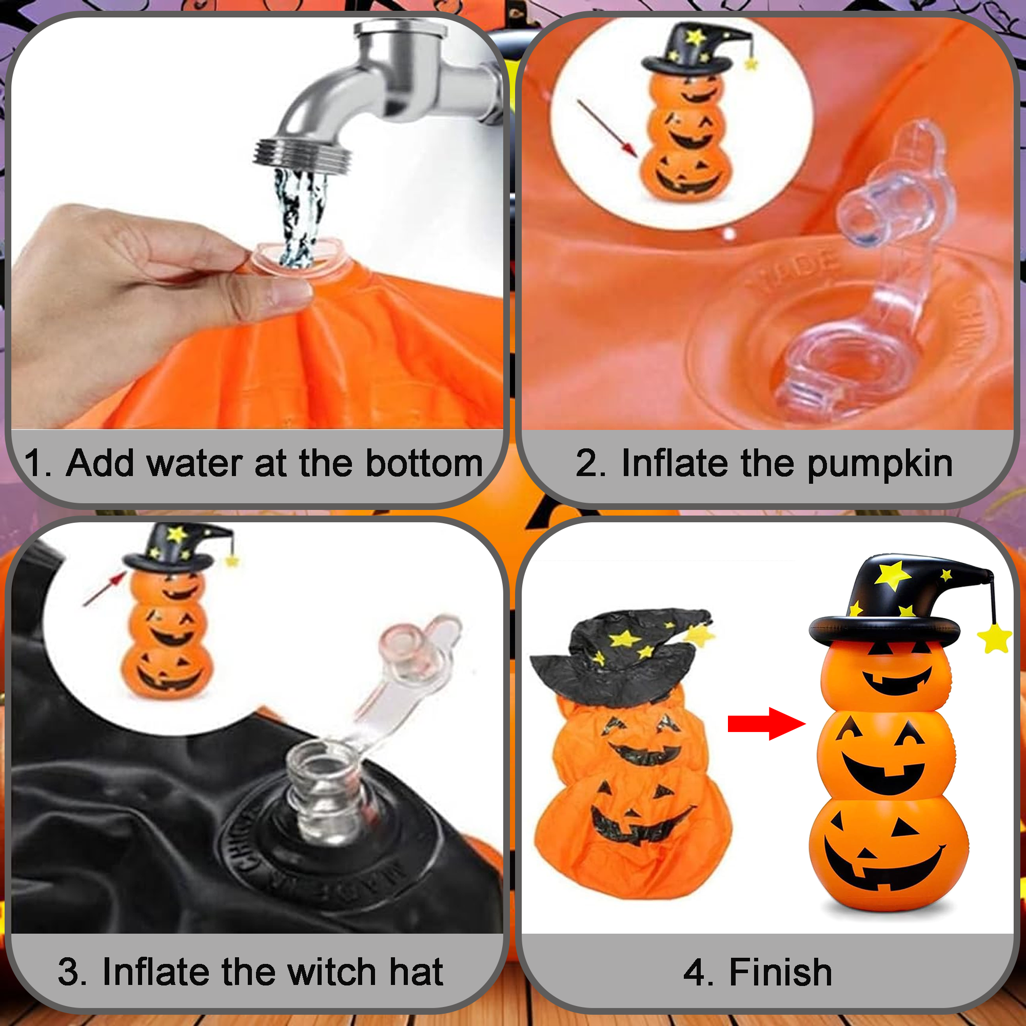 Richgv Halloween Inflatable Decoration Pumpkins Tumbler, 4.6 FT Halloween Decor Pumpkin Toy for Garden Party Indoor Outdoor Yard