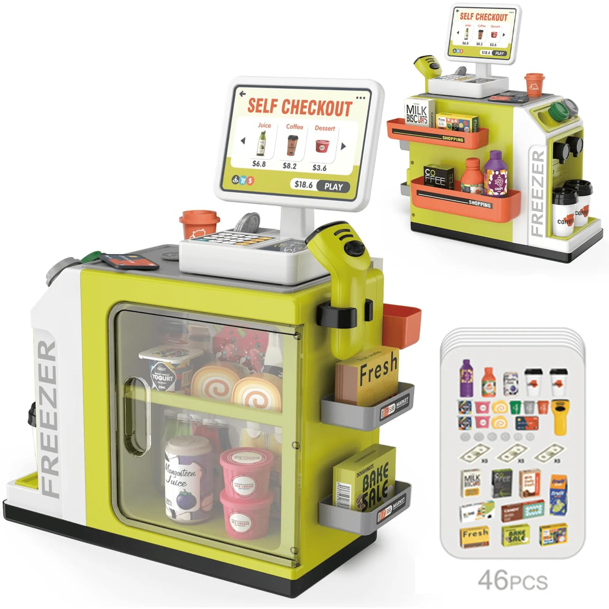 Adofi 46PCS Upgraded Cash Register Playset for Kids