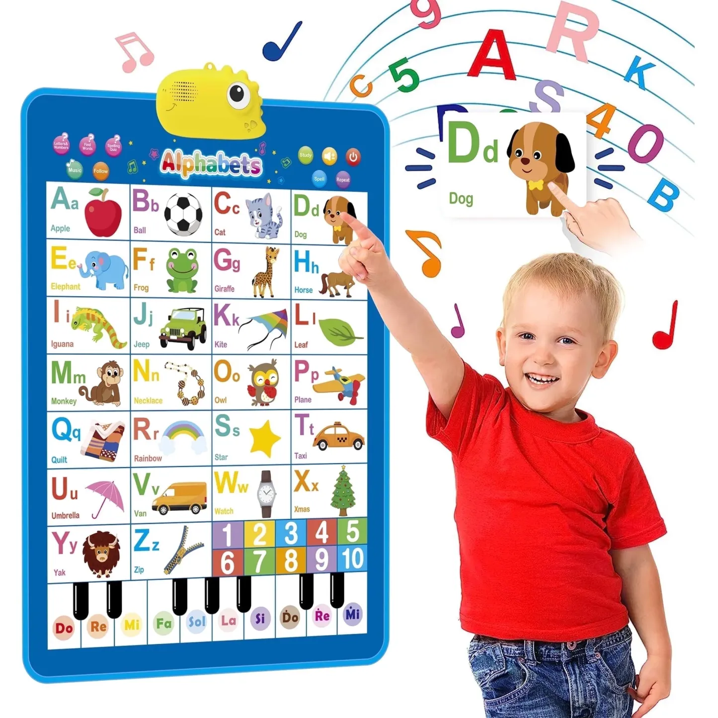 Adofi Alphabet Wall Chart, ABCs & 123s Kids Learning Toys for 2 3 4 year olds