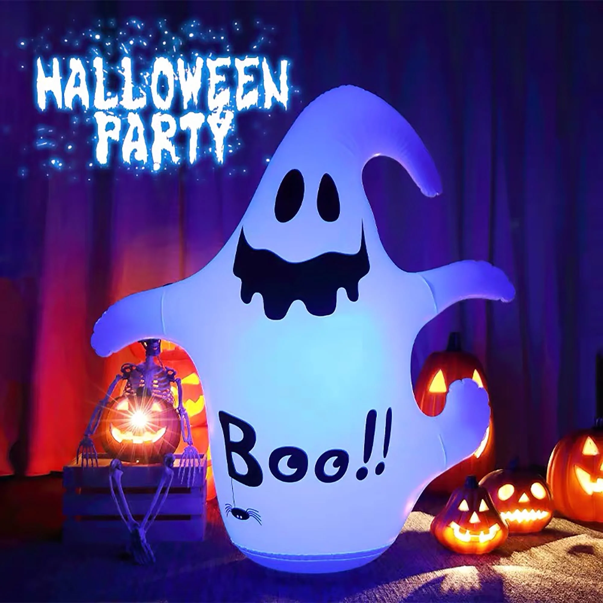 Adofi 4 FT Halloween Inflatable Ghost Outdoor Decoration, PVC Blow Up Yard Decoration Ghost for Garden Lawn Indoor Party Decor