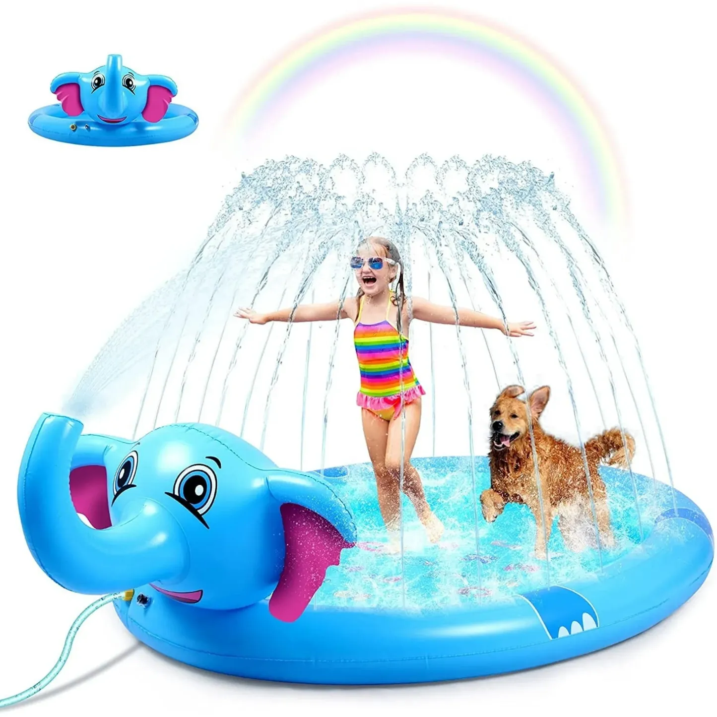 Adofi Splash Pad Sprinkler, 82.7" Inflatable Wading Pool Play Mat