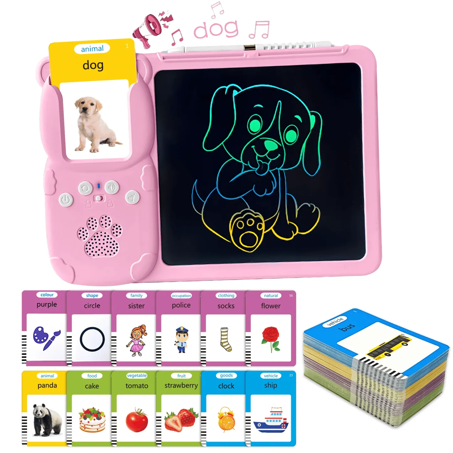 Adofi Talking Flash Cards with Drawing Tablet