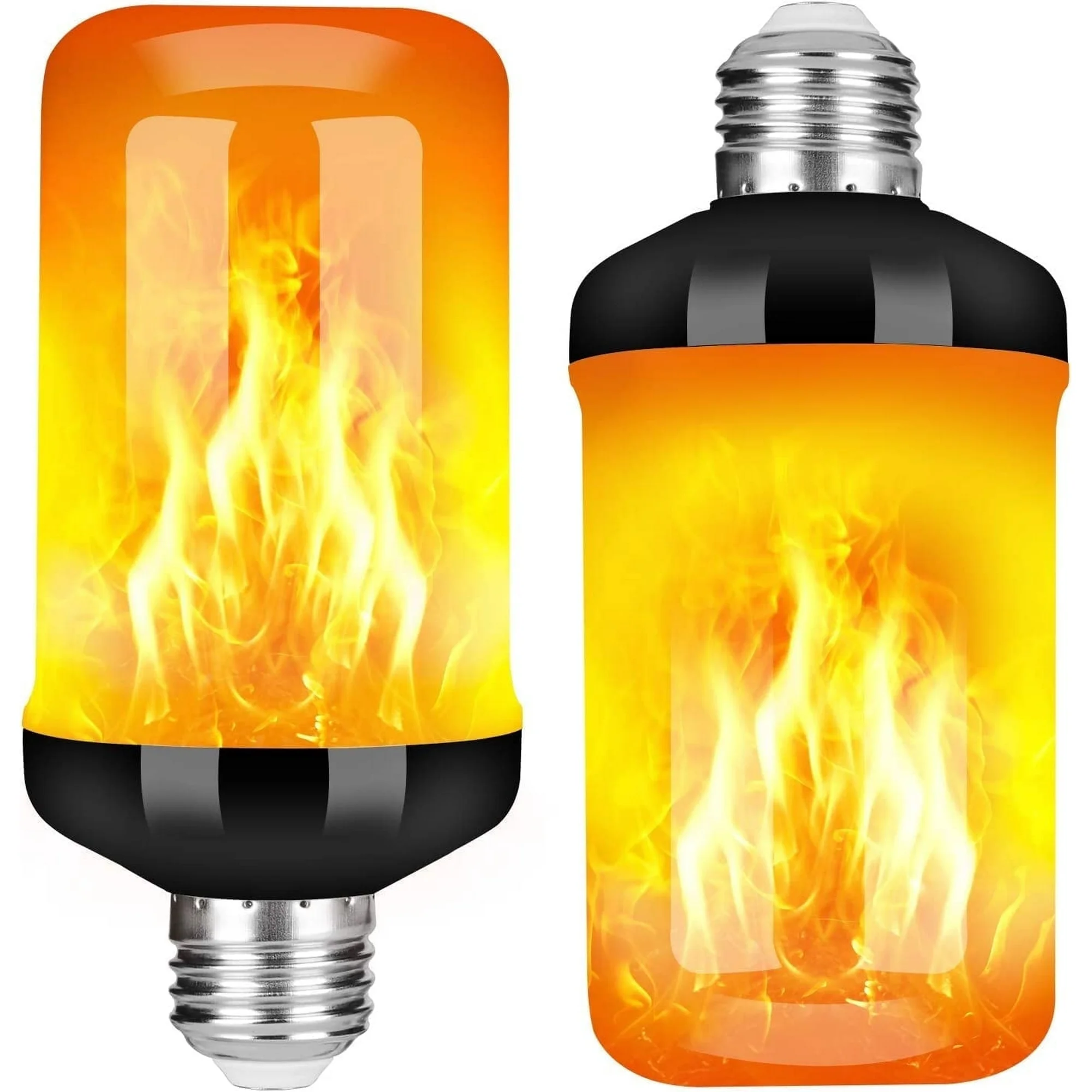 GKcity Upgraded LED Flame Light Bulb, 4 Modes Fire Flame Light Bulbs with Upside Down Effect, E26 Base Flickering Light Bulbs for Halloween, Party, Outdoor, Indoor, Halloween Decor (2 Pack)