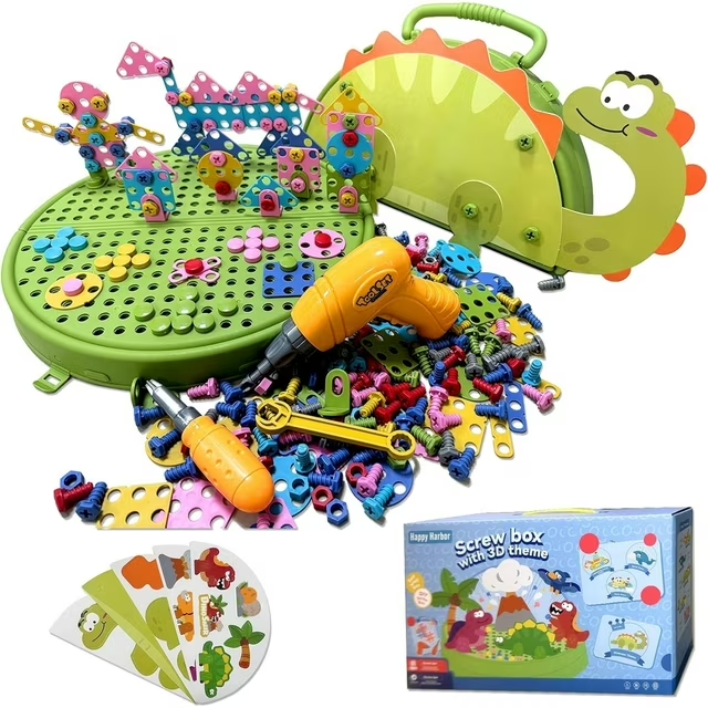 Adofi Design and Drill Toy, 211 Piese Dinosaurs STEM Toys