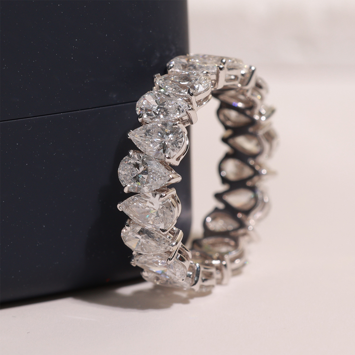 Upside Down Pear Cut Lab Grown Diamond Full Eternity Band  ( 5.3 Ct Tw)