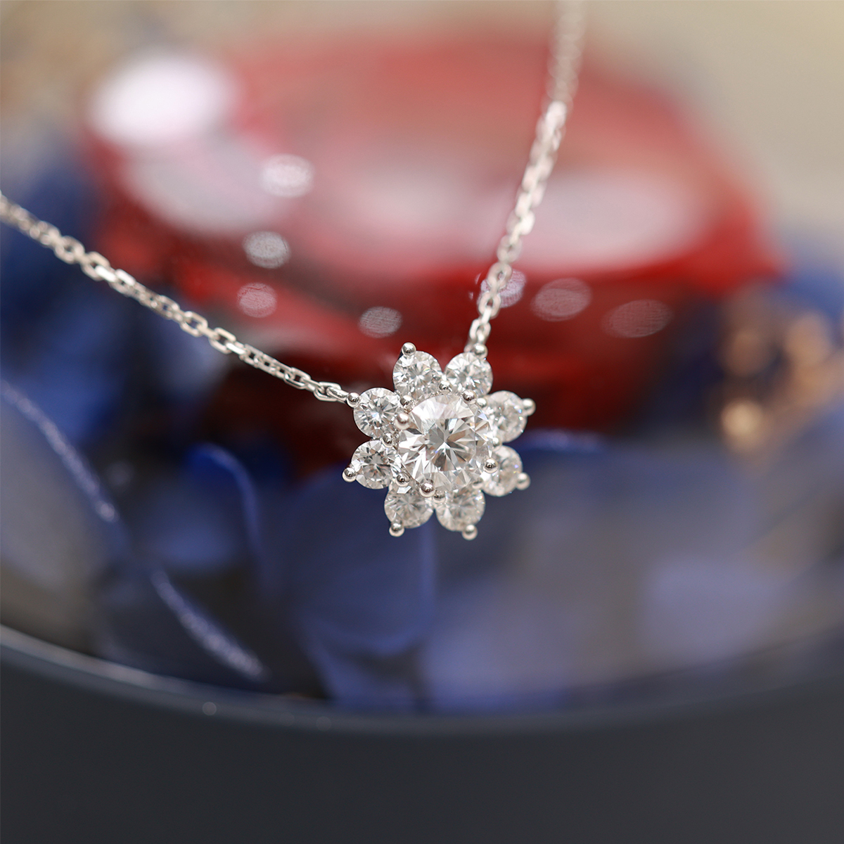 Radiant Blossom Lab Grown Diamond Pendant Necklace  (1.3 Ct Tw)
