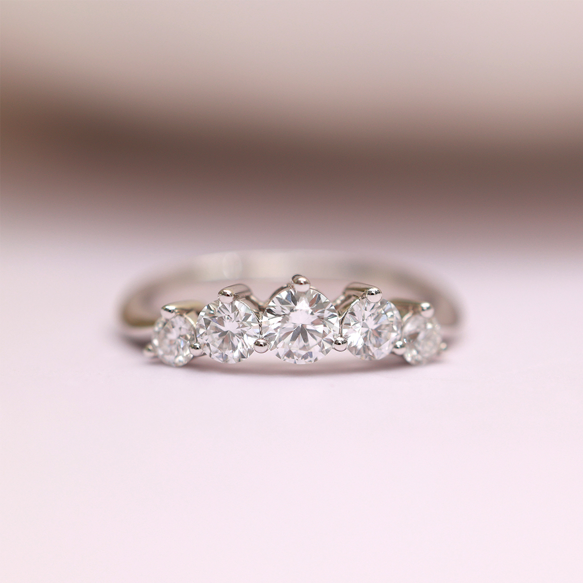 5-Stone Graduated Round Cut Lab Grown Diamond Ring in 18k Gold ( 0.8 Ct Tw)