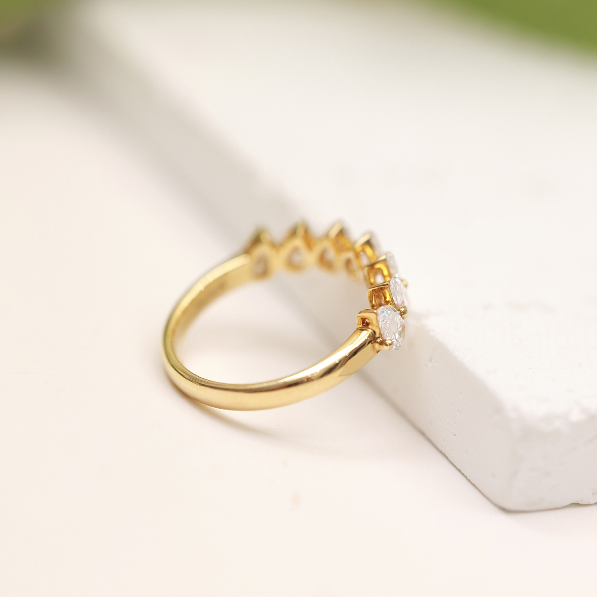 7 Stone Pear Cut Lab Grown Diamond Half Eternity Band in 18k Gold (1.4 Ct Tw)