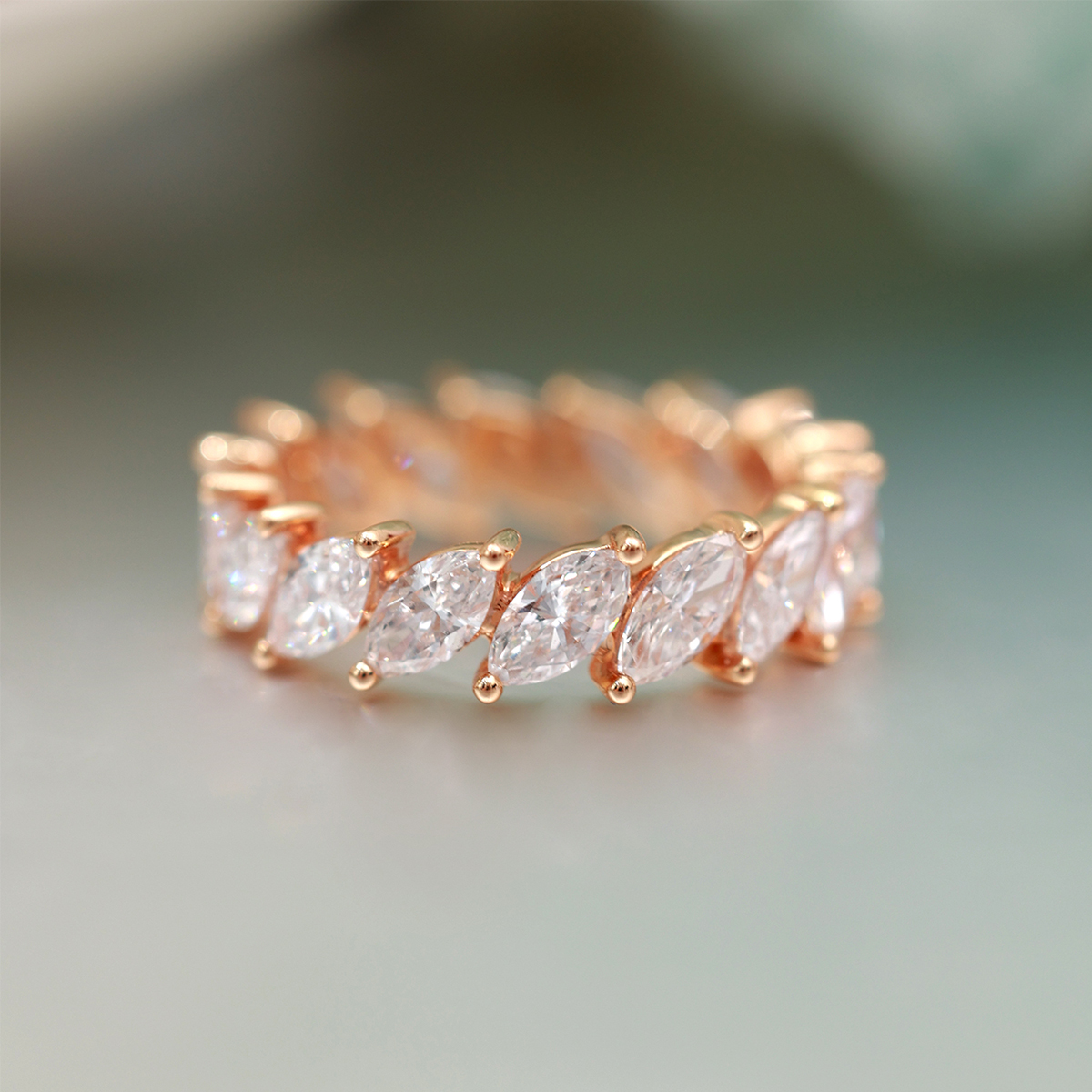 Garland Marquise Cut Lab Grown Diamond Full Eternity Ring ( 3.1 Ct Tw)