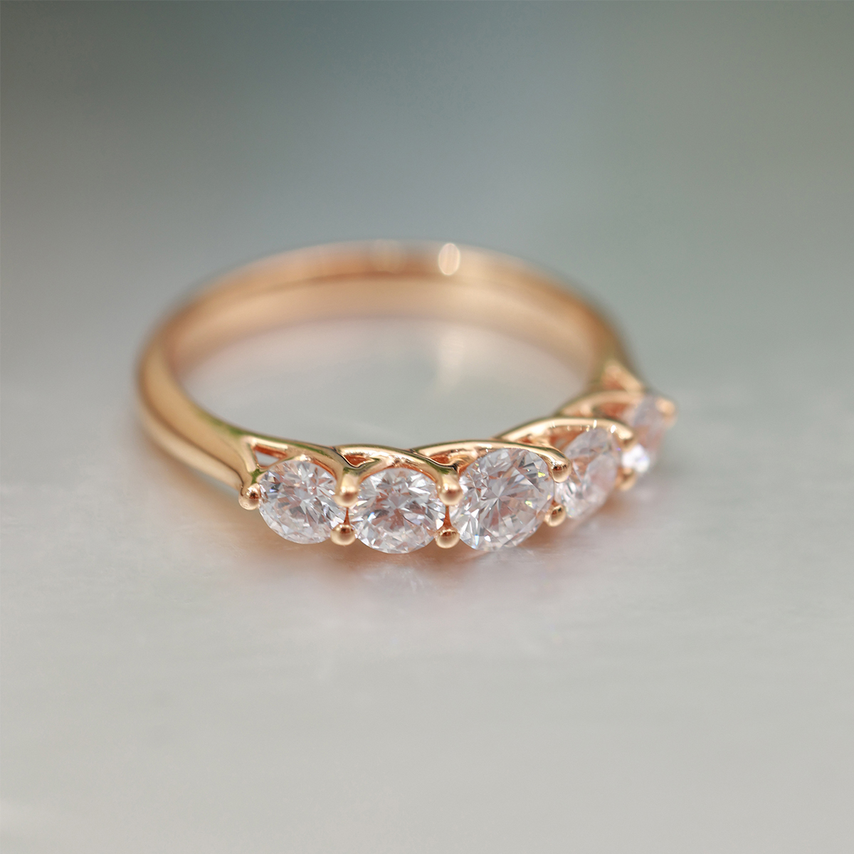 Round Cut Lab Grown Diamond Five-Stone Anniversary Band in 18k Gold ( 1 Ct Tw)