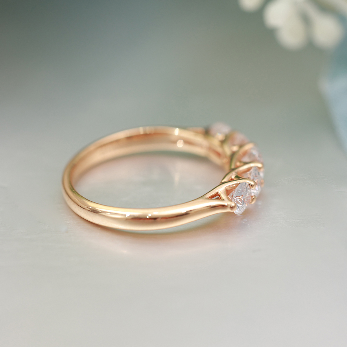 Round Cut Lab Grown Diamond Five-Stone Anniversary Band in 18k Gold ( 1 Ct Tw)