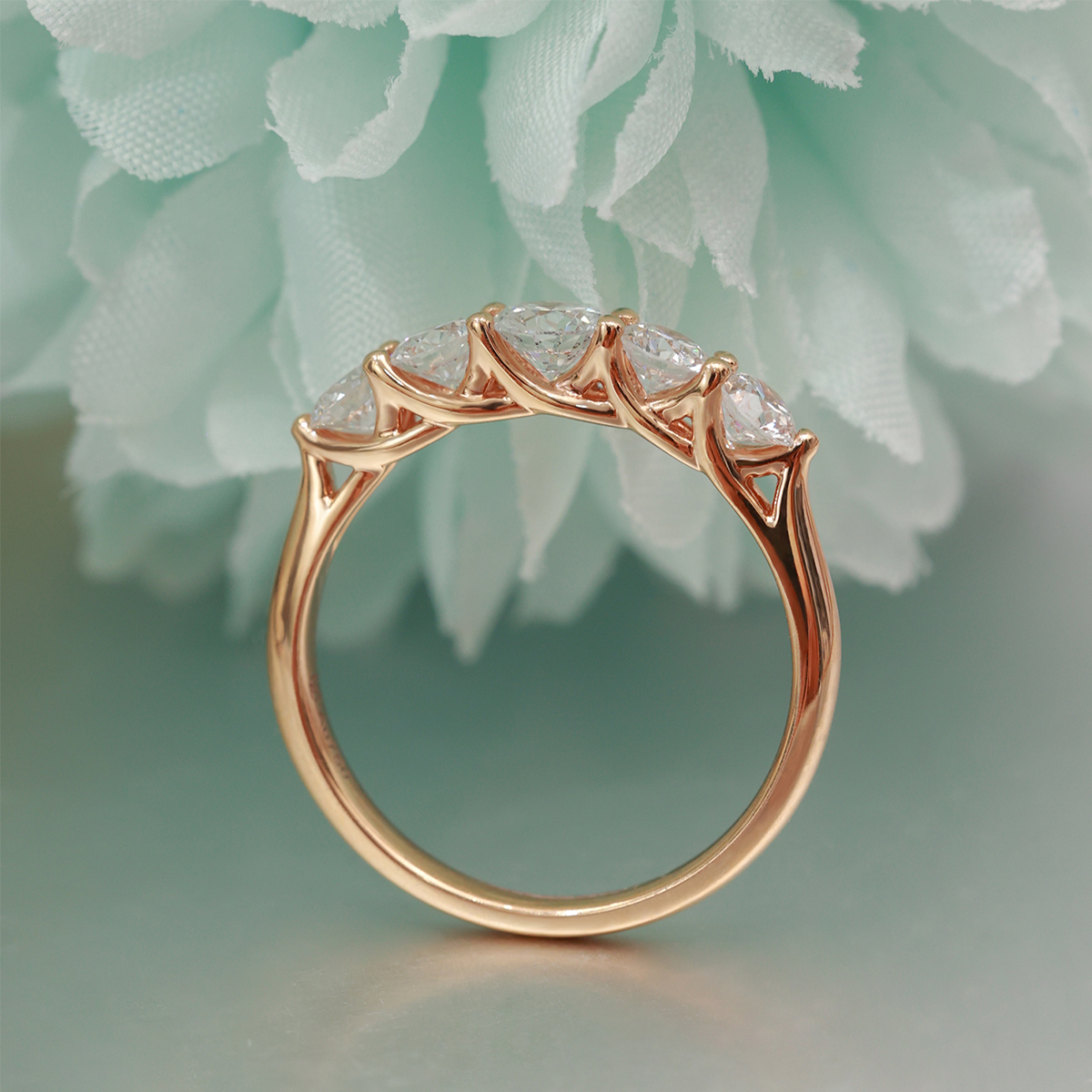 Round Cut Lab Grown Diamond Five-Stone Anniversary Band in 18k Gold ( 1 Ct Tw)
