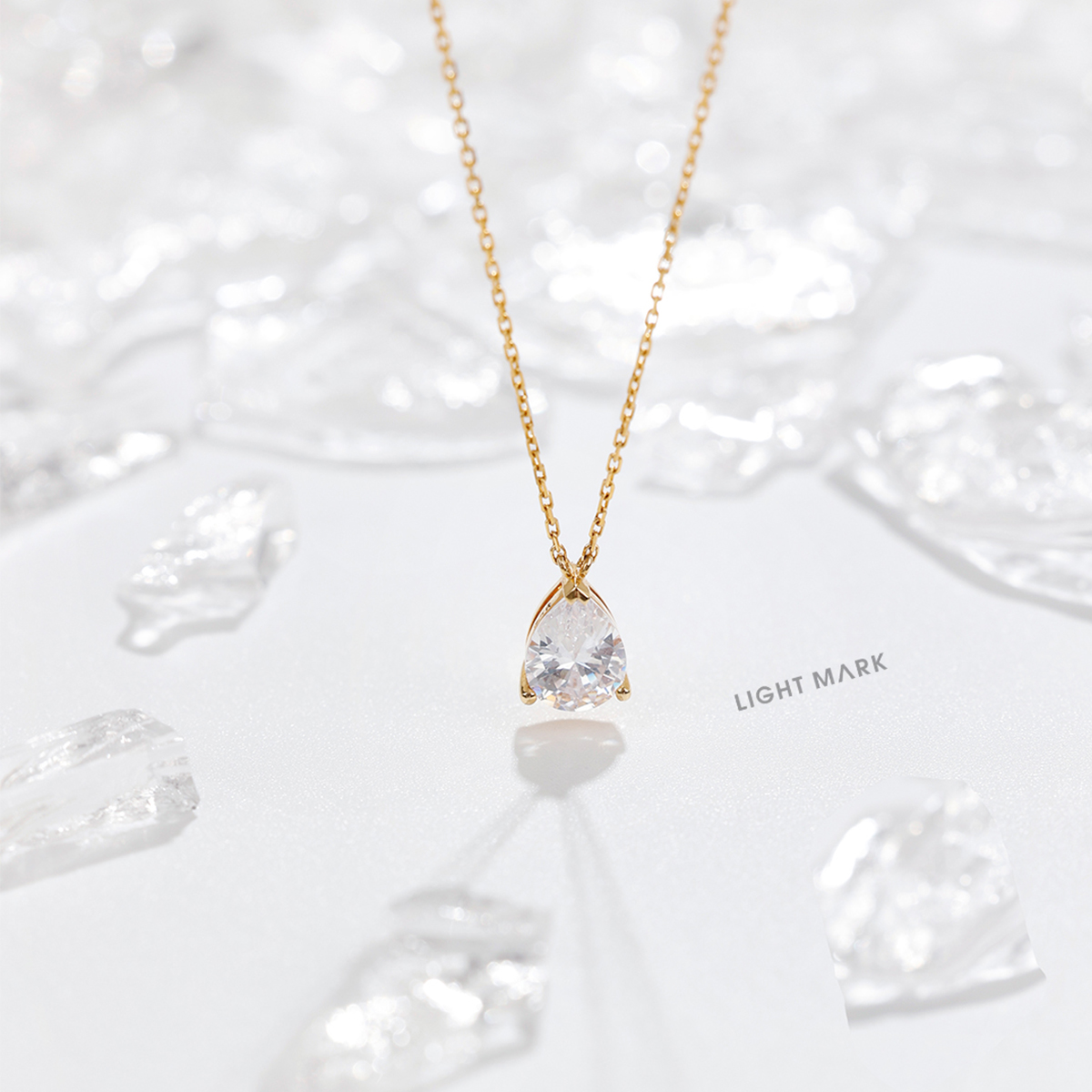 Waterdrop Lab Grown Diamond Solitaire Pendant Necklace in 18k Gold ( 0.5 Ct Tw)