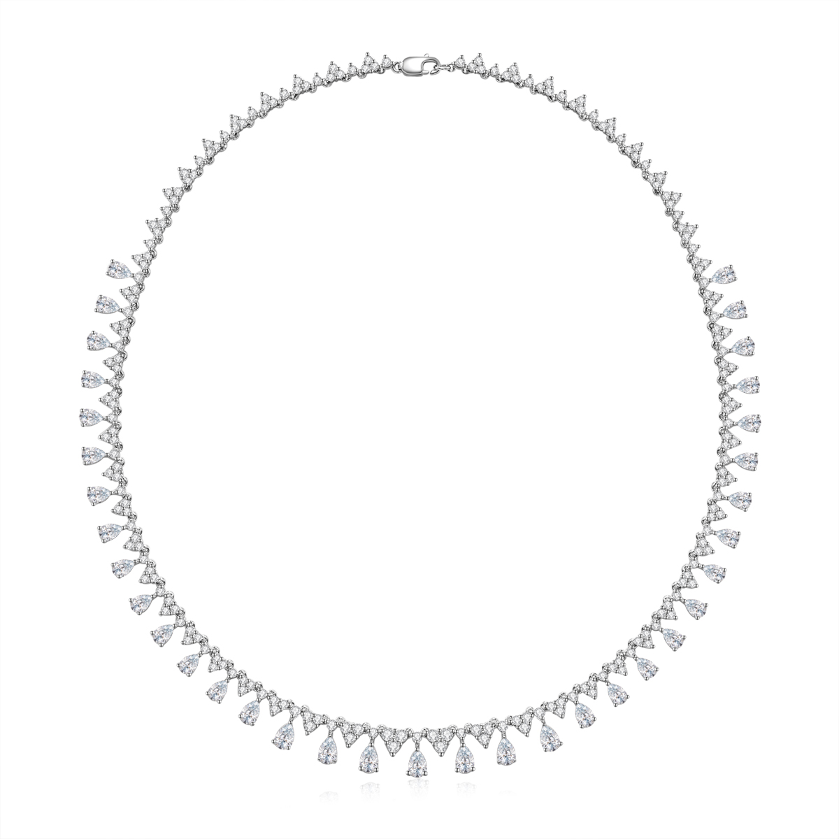  9 Carat Total Weight Mixed Cut Graduating Lab Grown Diamond Dangle Necklace