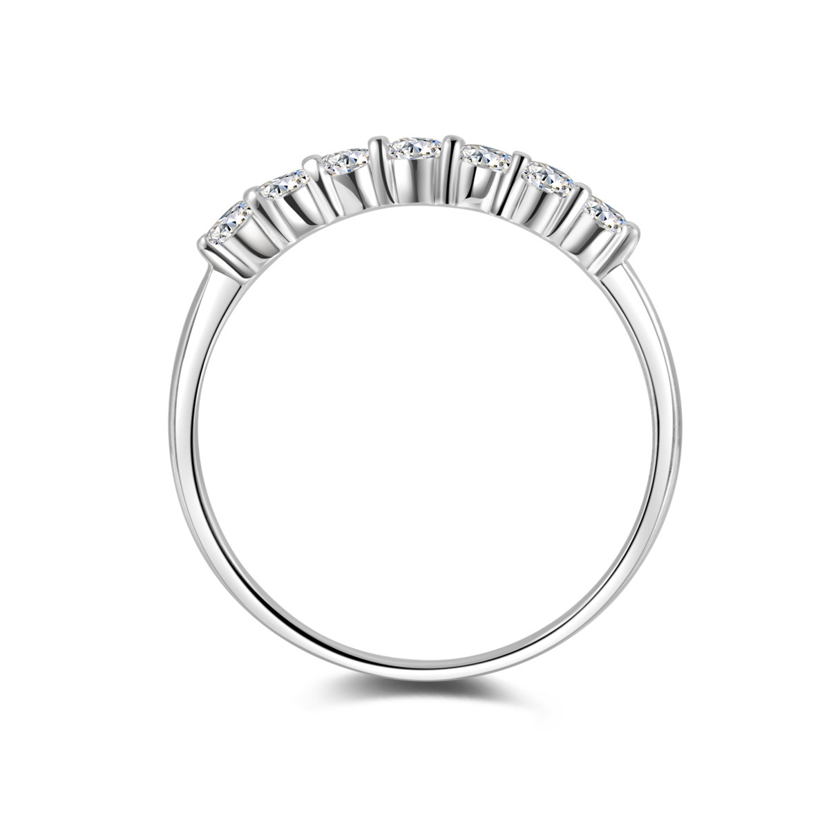 7 Stone Round Cut Lab Grown Diamond Ring in 18k Gold( 0.3 Ct Tw)