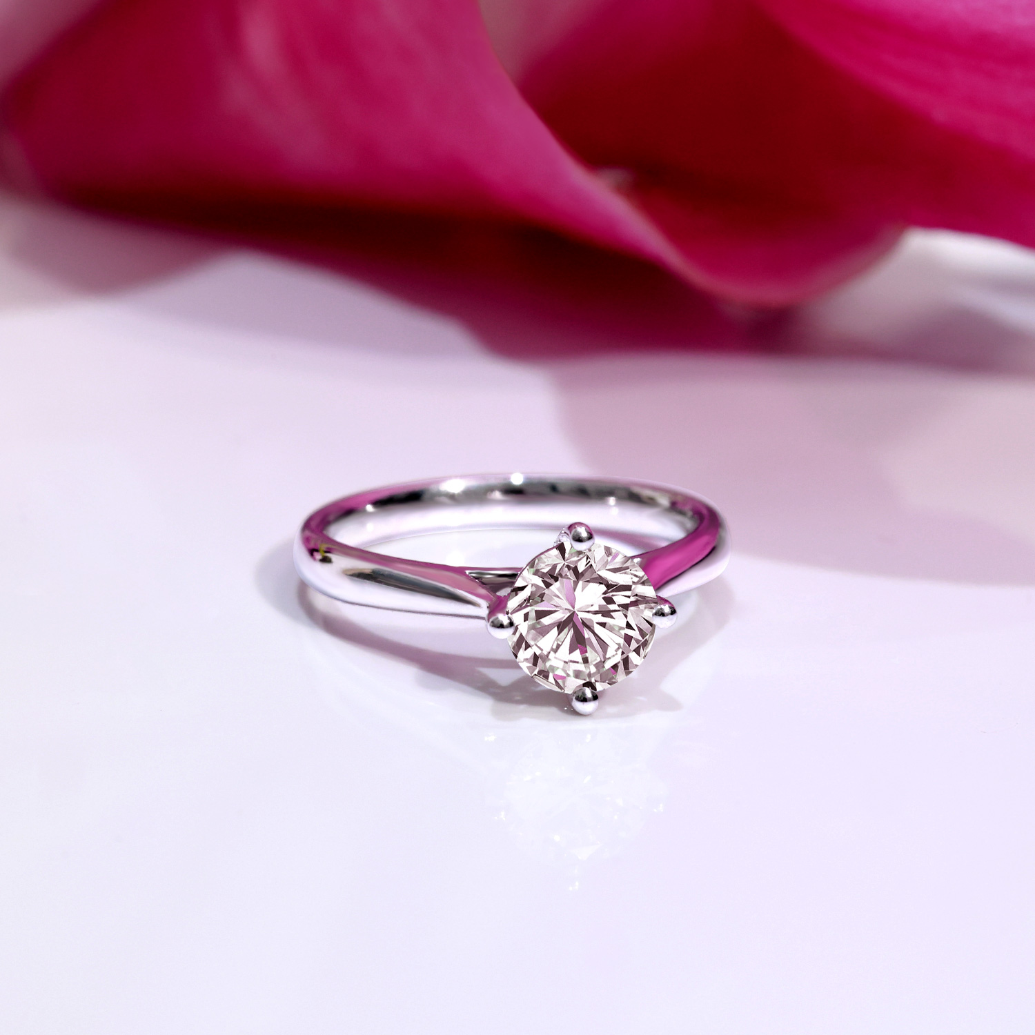 1 Carat Round Cut Lab Grown Diamond Perfect Fit Solitaire Engagement Ring