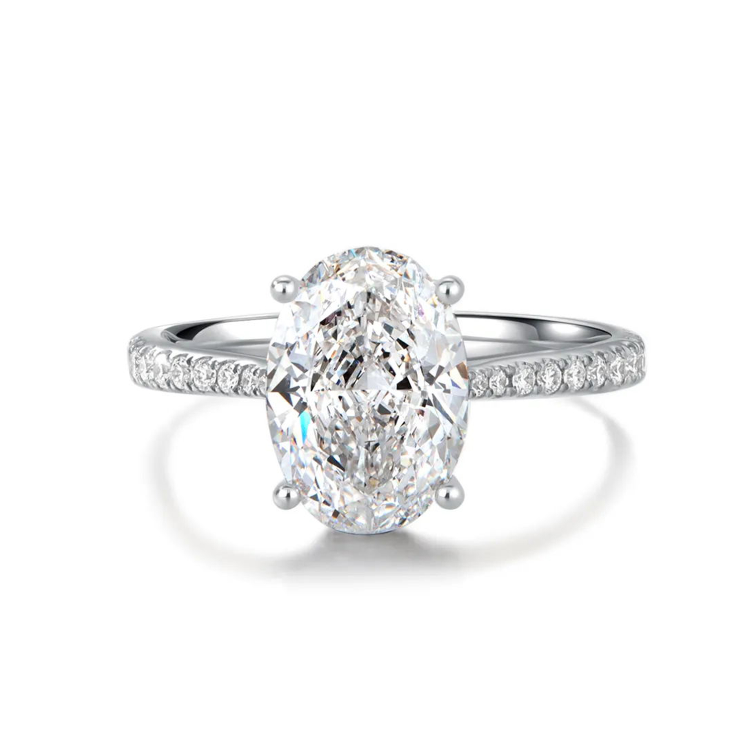 3 Carat Center Stone Oval Cut Lab Grown Diamond Hidden Halo Engagement Ring (3.5 Ct Tw)