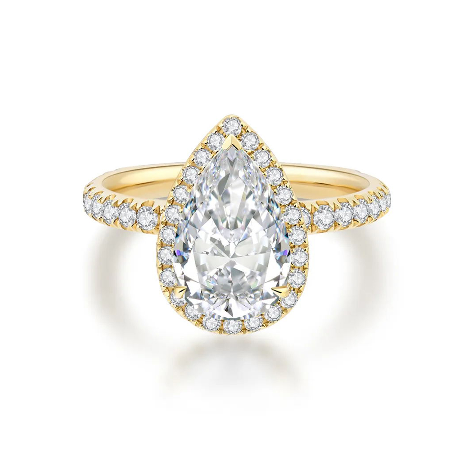 3 Carat Center Stone Halo Pear Cut Lab Grown Diamond Engagement Ring (3.5 Ct Tw)