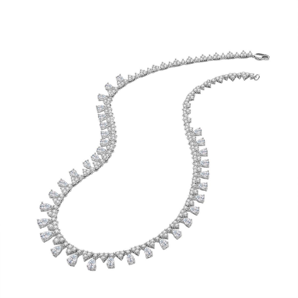  9 Carat Total Weight Mixed Cut Graduating Lab Grown Diamond Dangle Necklace