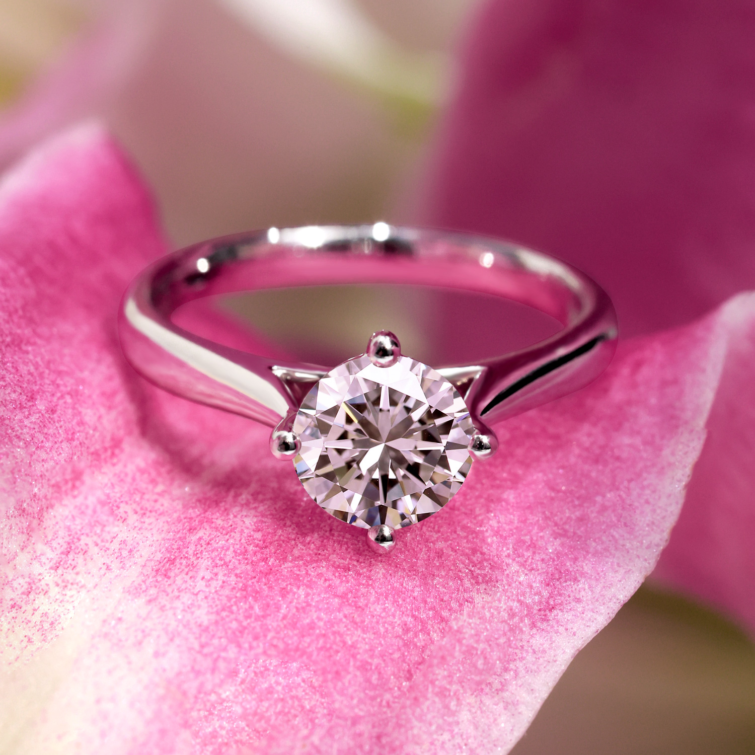 1 Carat Round Cut Lab Grown Diamond Perfect Fit Solitaire Engagement Ring