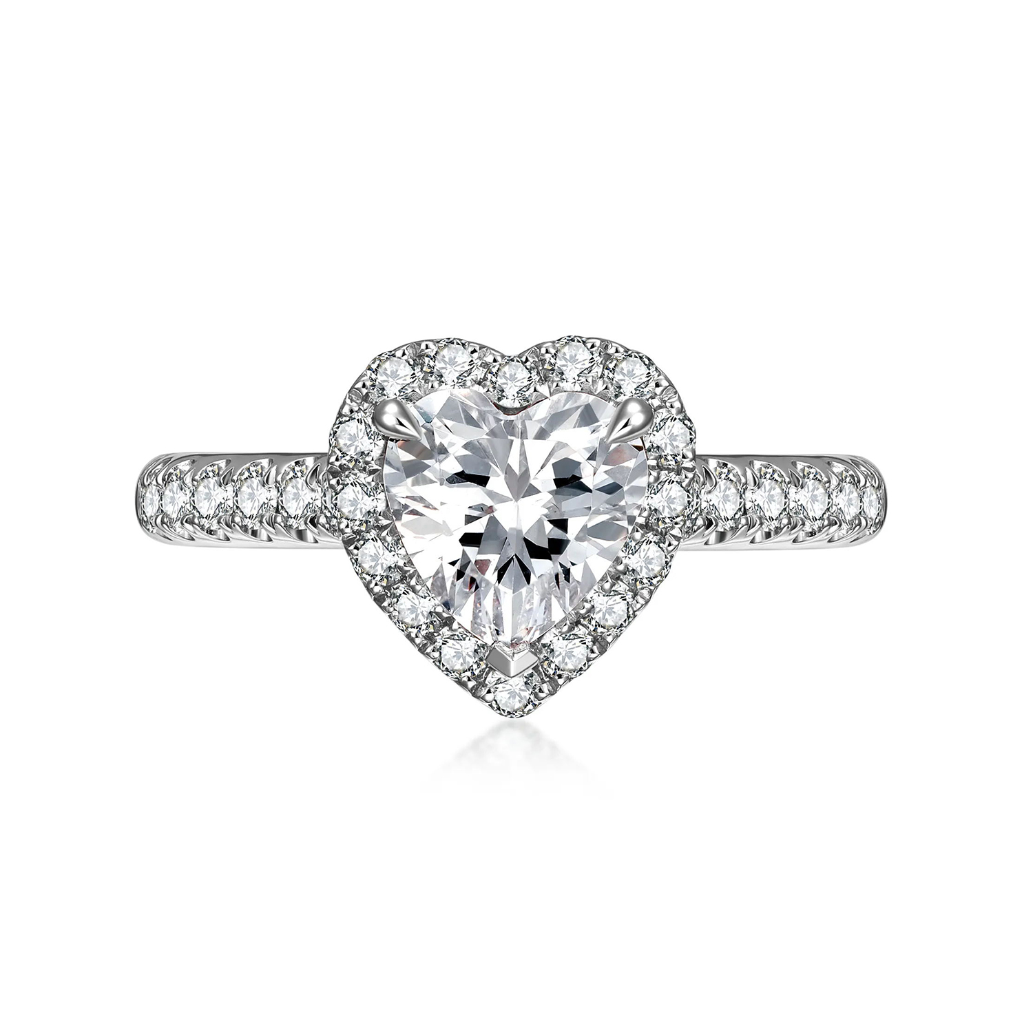 1 Carat Center Stone Halo Heart Cut Lab Grown Diamond Engagement Ring (1.3 Ct Tw)