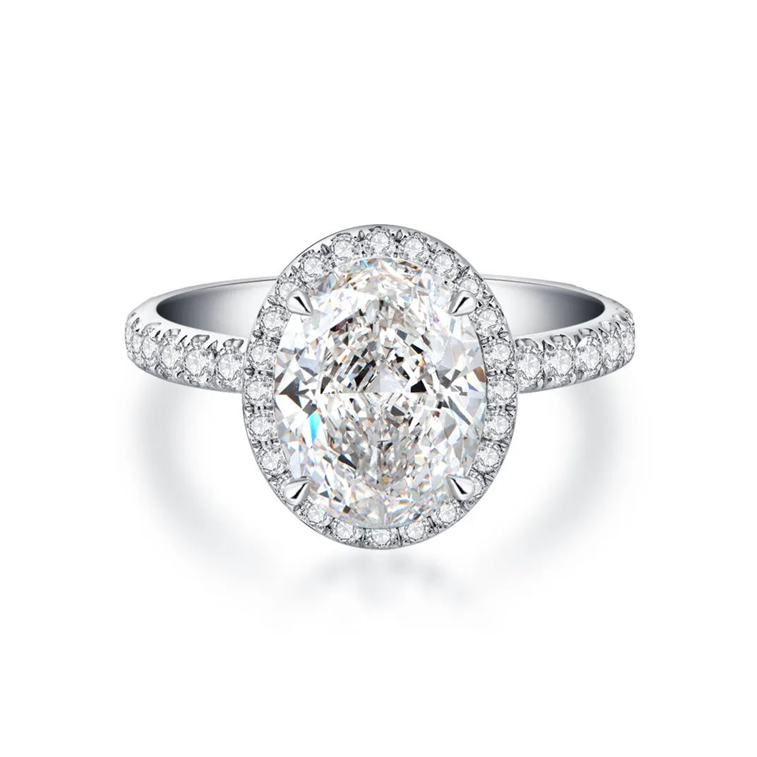 3 Carat Center Stone Halo Oval Cut Lab Grown Diamond Engagement Ring (3.5 Ct Tw)