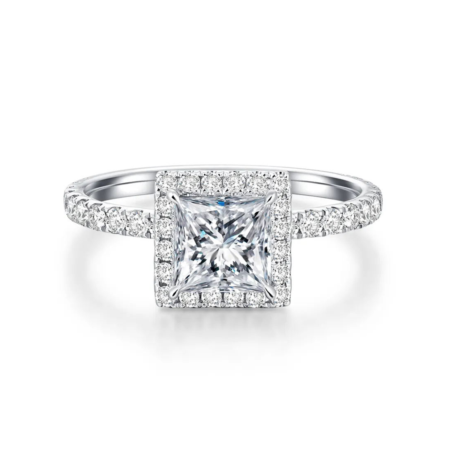 1 Carat Center Srone Halo Princess Cut Lab Grown Diamond Engagement Ring (1.4 Ct Tw)