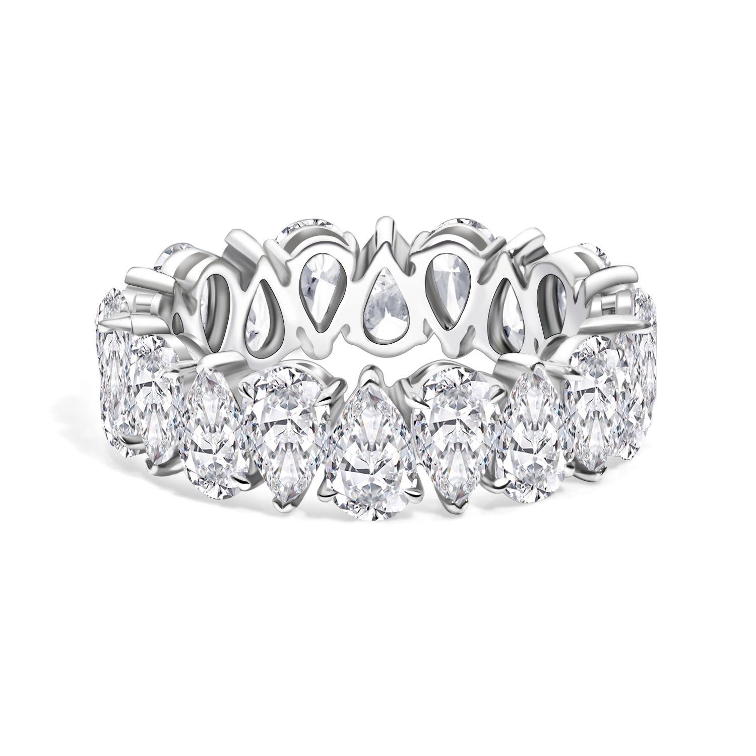 Upside Down Pear Cut Lab Grown Diamond Full Eternity Band  ( 5.3 Ct Tw)
