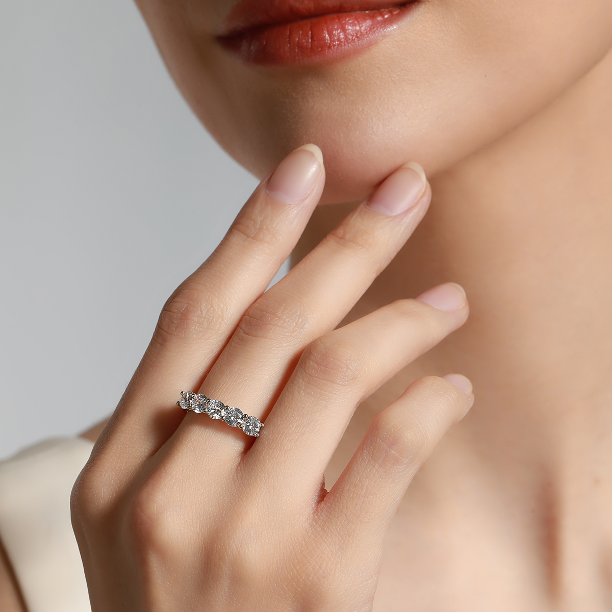 0.4 Carat Seven Stone Round Cut Diamond Half Eternity Anniversary Ring in 18k White Gold