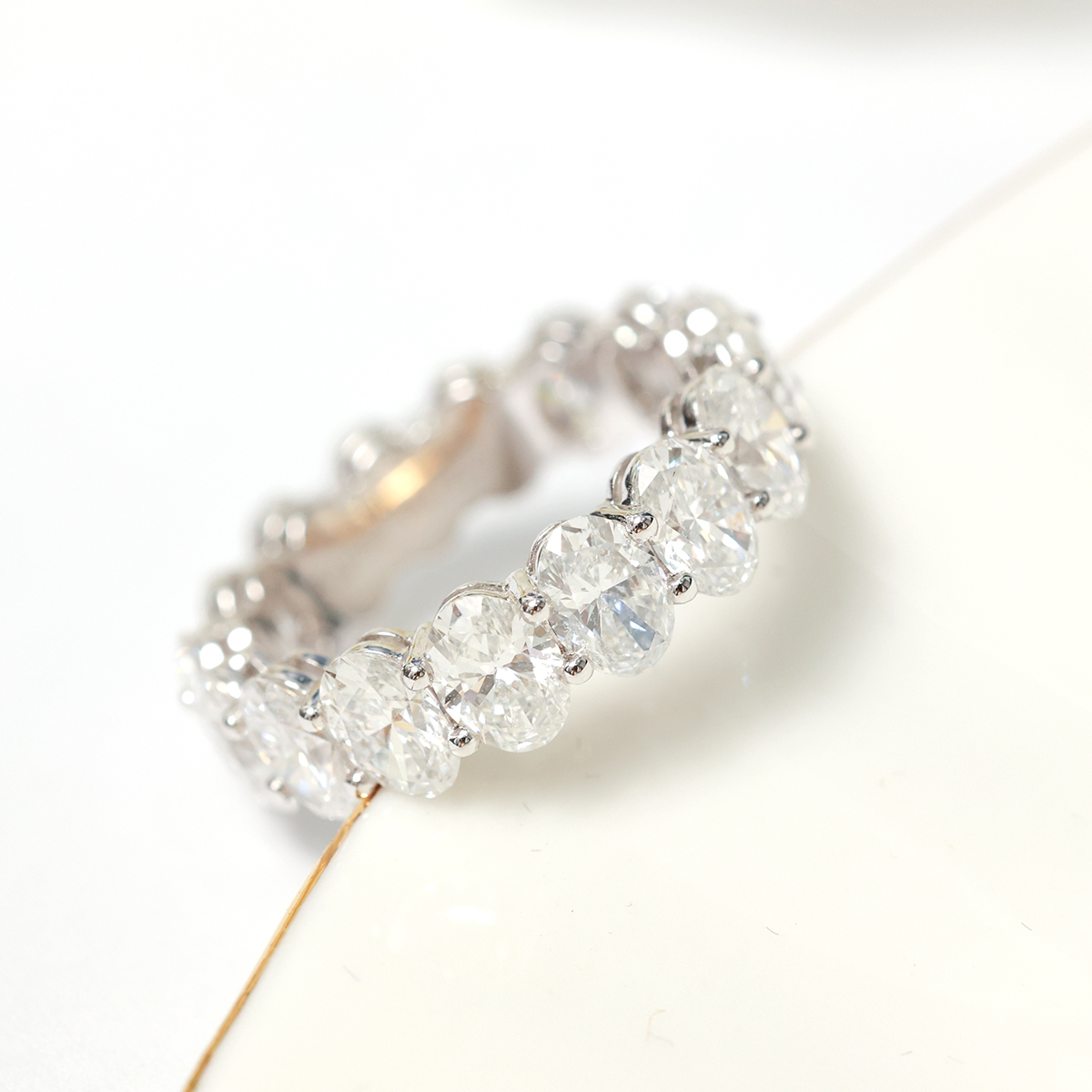 6 Carat Total Weight Oval Cut Lab Grown Diamond Full Eternity Band Wedding Ring in 18K White Gold