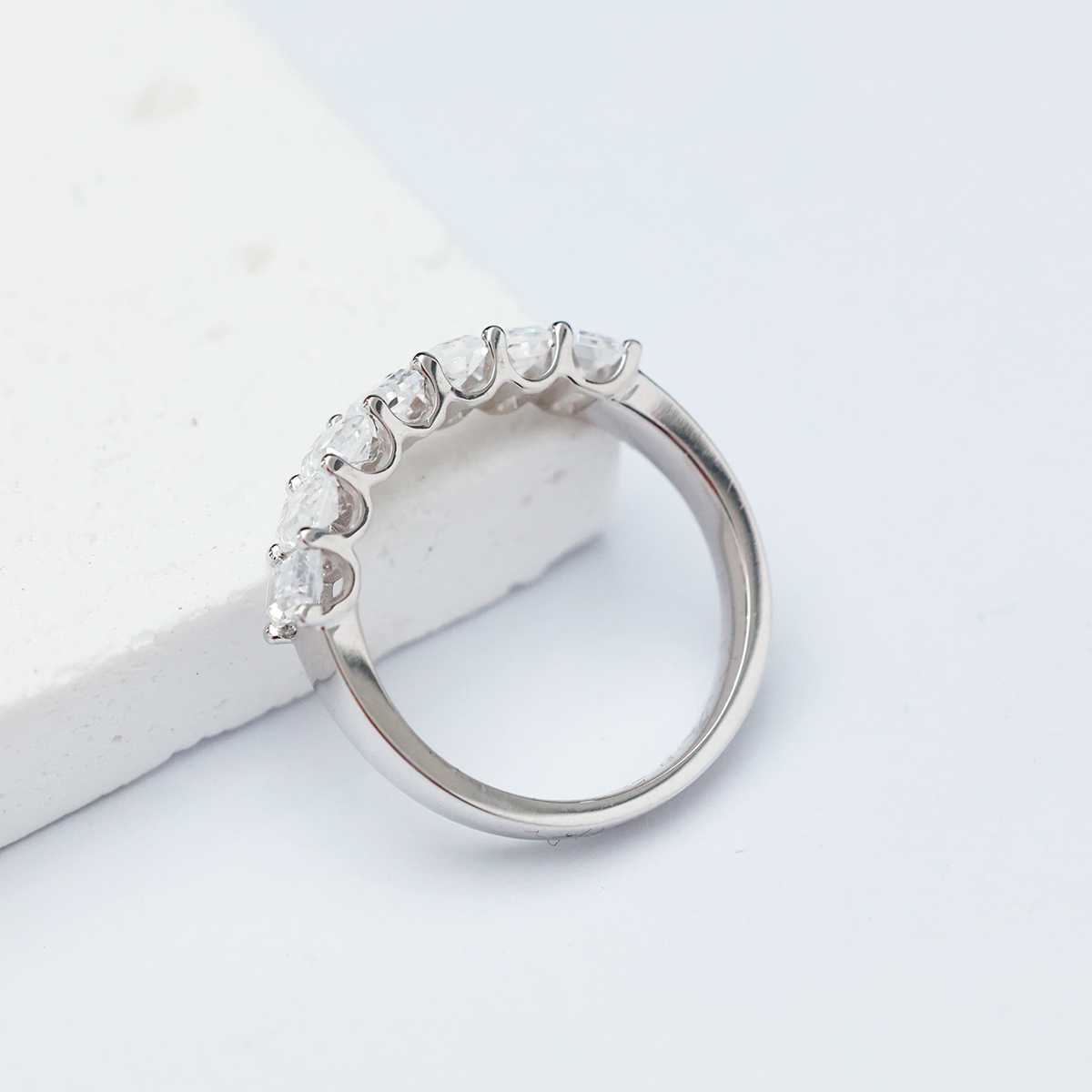 1.7 Carat Total Weight Seven Stone Emerald Cut Lab Grown Diamond Half Eternity Band -Light Mark