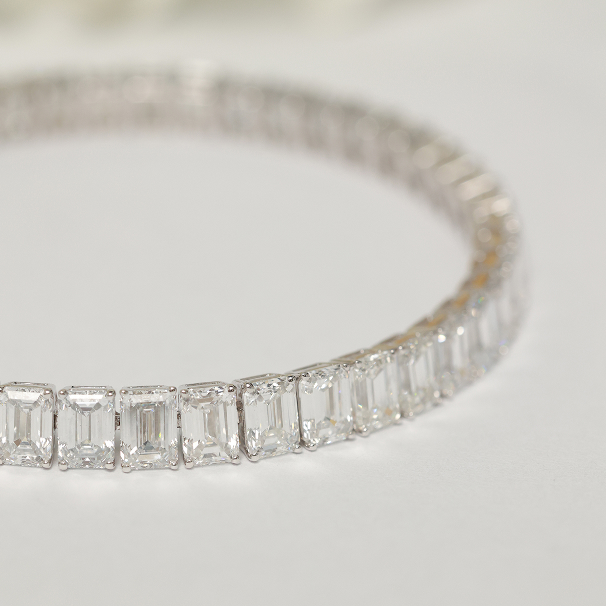 12.5 Carat Total Weight Emerald Cut Lab Grown Diamond Tennis Bracelet-Light Mark