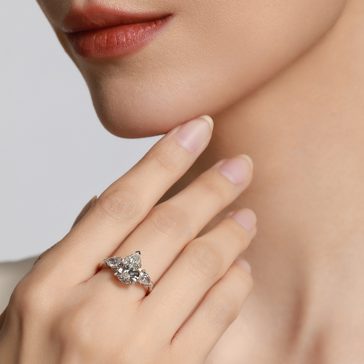 IGI Certificated 1.5 ct. Pear Shape Three Stone Lab Grown Diamond Engagement Ring (1.9 ct. tw.)
