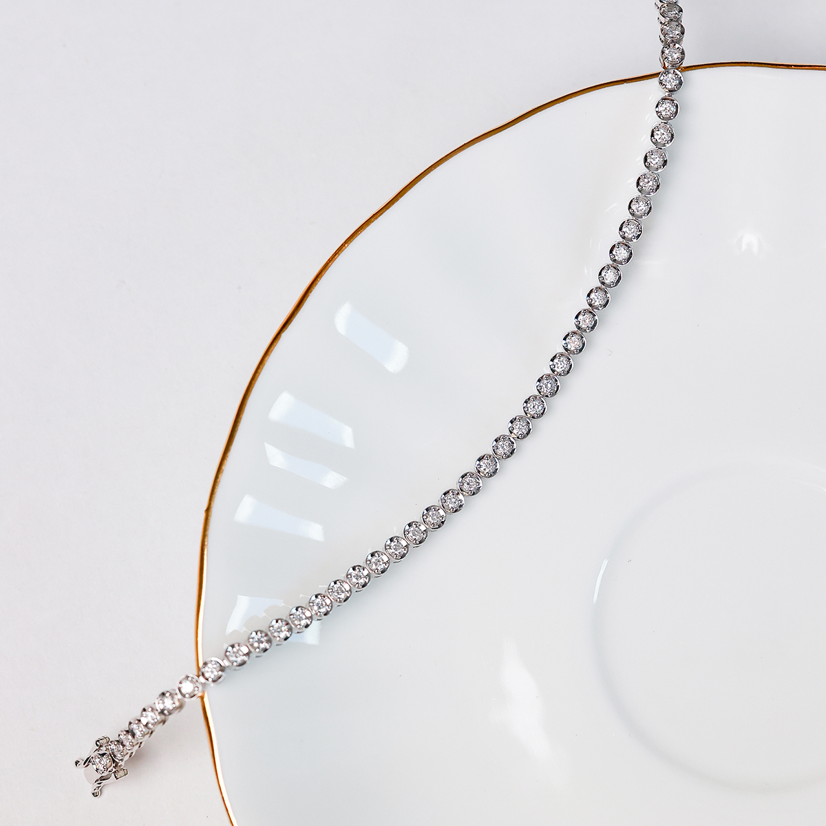 1.2 Carat Total Weight Round Cut Lab Grown Diamond Tennis Bracelet in 18k White Gold